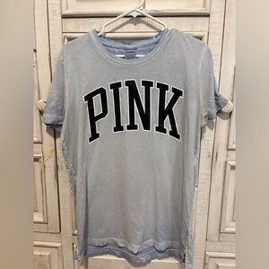 PINK Victoria's Secret Light Blue Tee with Black Logo